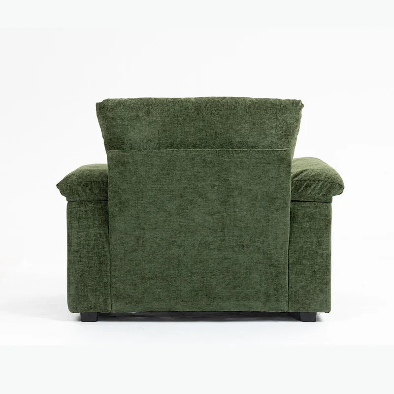 Fauteuil surdimensionné en chenille avec pouf et port USB
