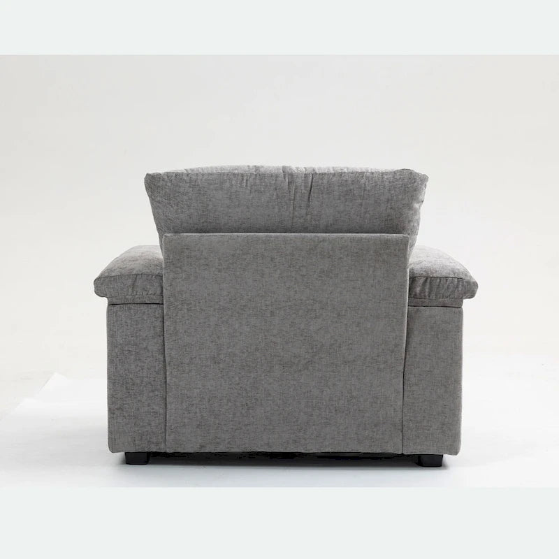 Fauteuil surdimensionné en chenille avec pouf et port USB