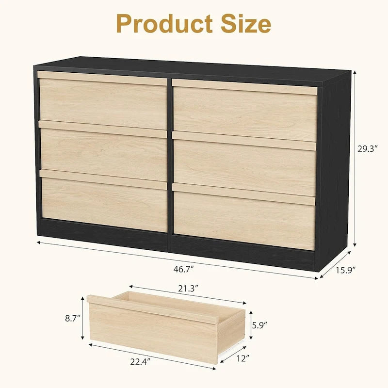 Commode 6 tiroirs pour chambre à coucher, organisateur de rangement moderne