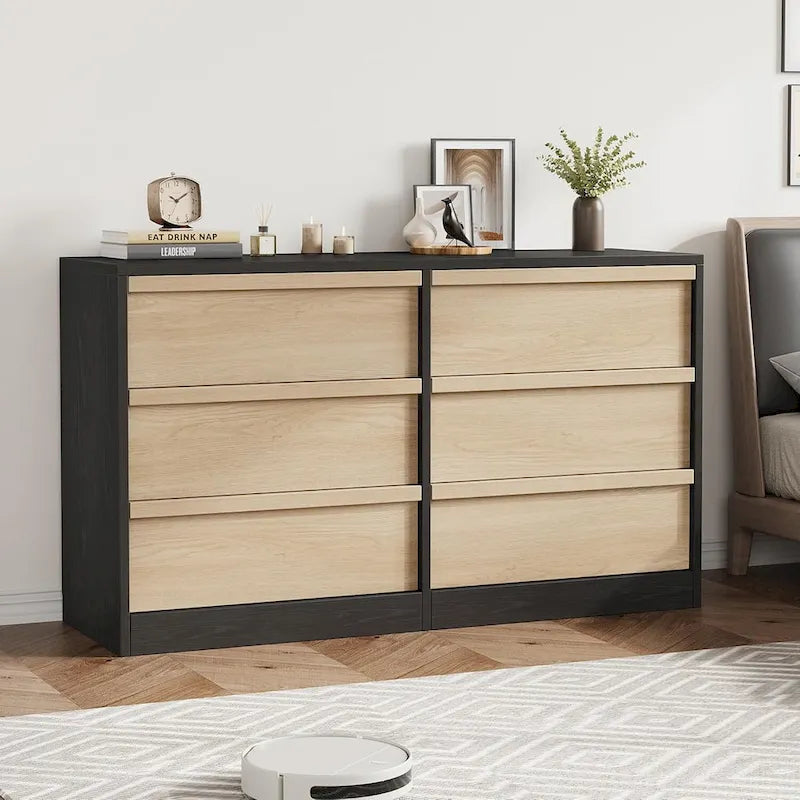 Commode 6 tiroirs pour chambre à coucher, organisateur de rangement moderne