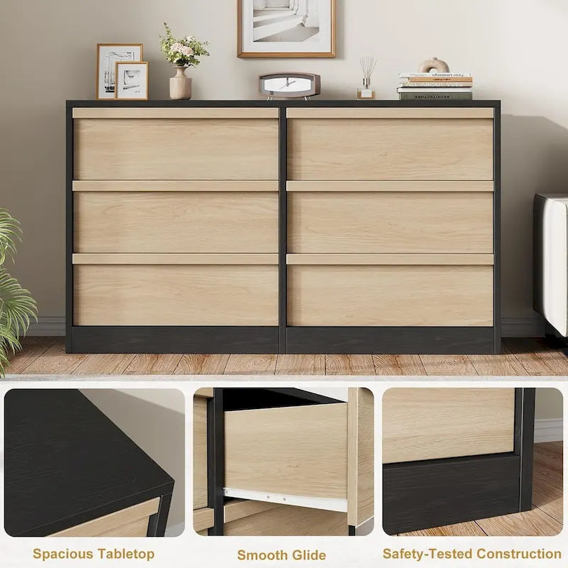 Commode 6 tiroirs pour chambre à coucher, organisateur de rangement moderne