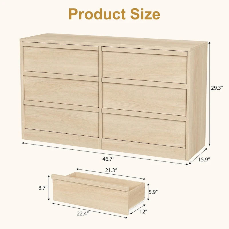 Commode 6 tiroirs pour chambre à coucher, organisateur de rangement moderne