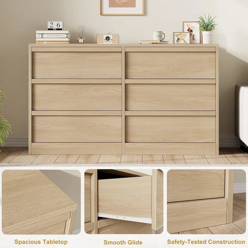 Commode 6 tiroirs pour chambre à coucher, organisateur de rangement moderne