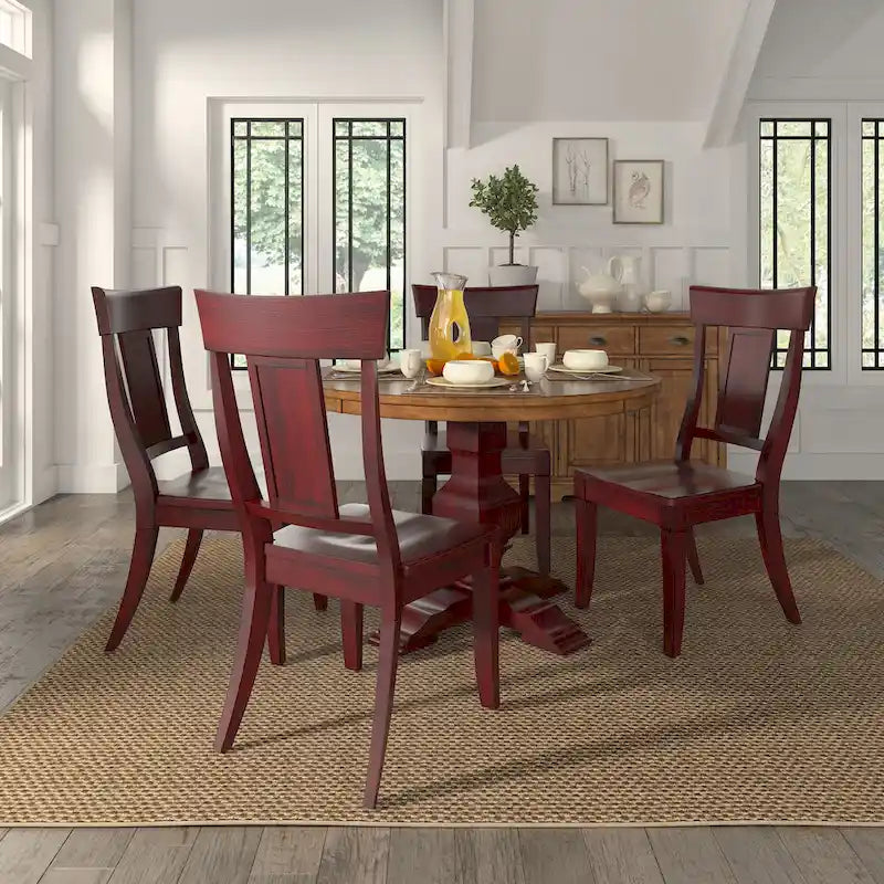 Chaises de salle à manger en bois avec dossier en panneau (Lot de 2)