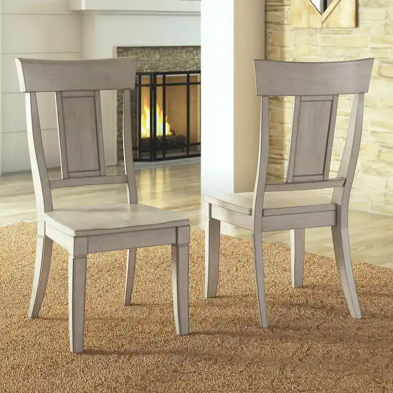 Chaises de salle à manger en bois avec dossier en panneau (Lot de 2)