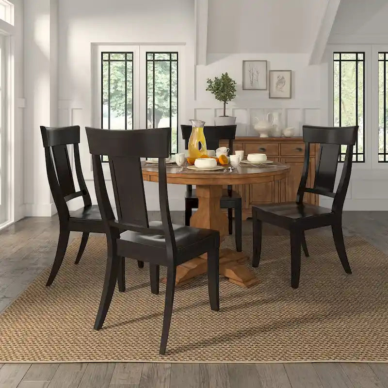 Chaises de salle à manger en bois avec dossier en panneau (Lot de 2)