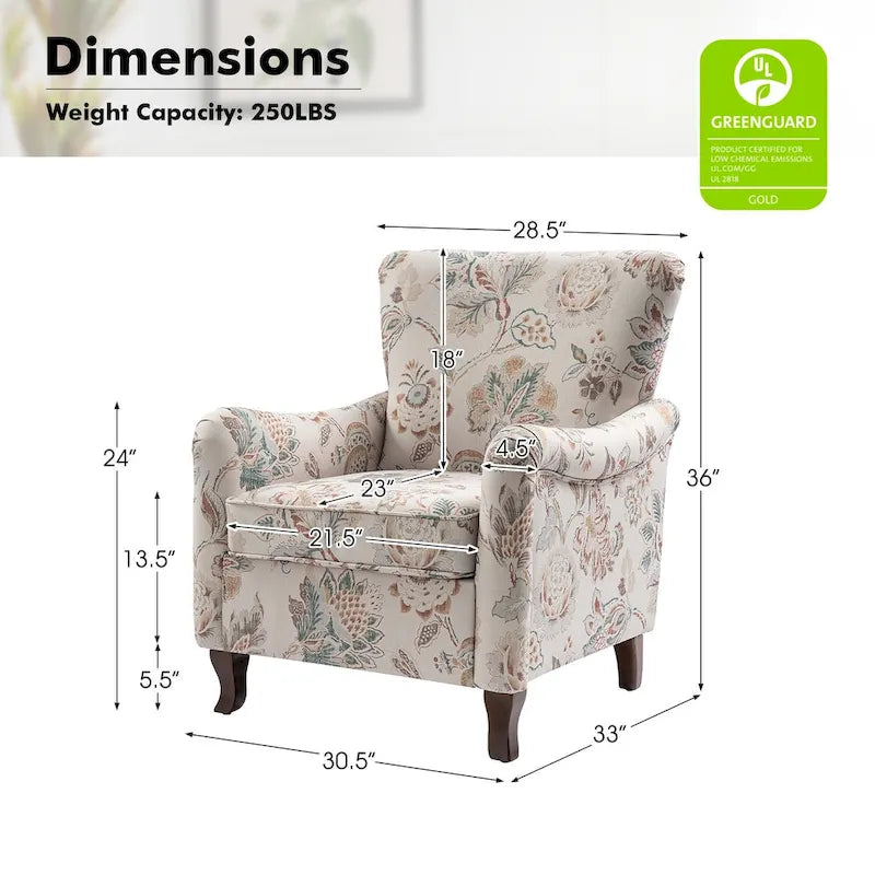 Fauteuils club rembourrés avec motif floral moderne, vendus par lot de deux.