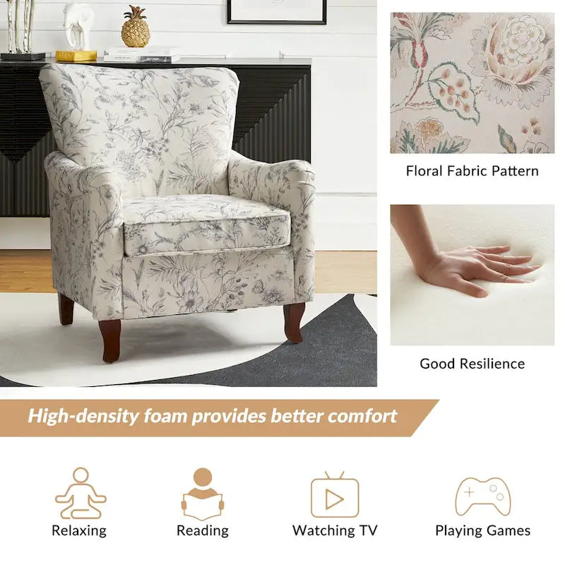 Fauteuils club rembourrés avec motif floral moderne, vendus par lot de deux.