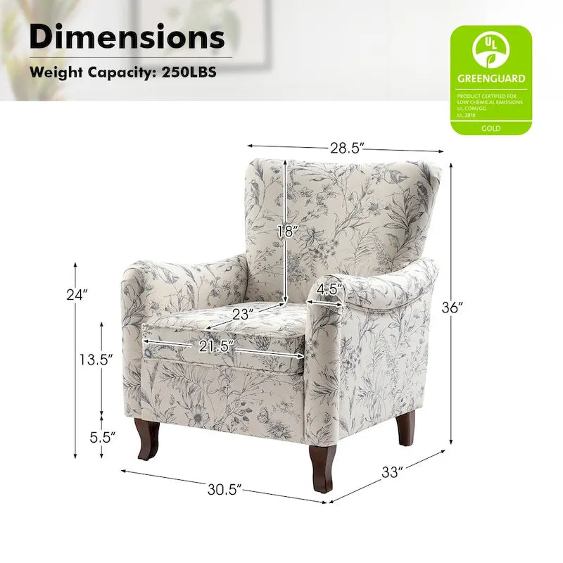 Fauteuils club rembourrés avec motif floral moderne, vendus par lot de deux.