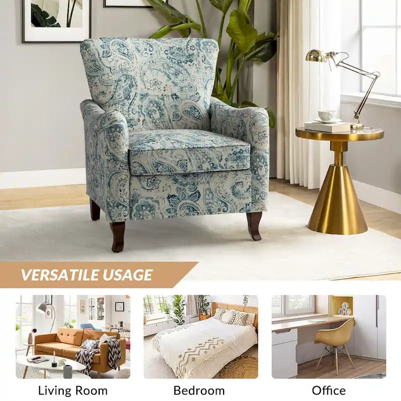 Fauteuils club rembourrés avec motif floral moderne, vendus par lot de deux.