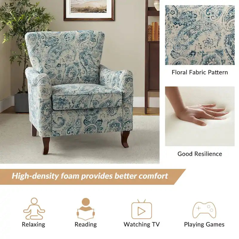 Fauteuils club rembourrés avec motif floral moderne, vendus par lot de deux.
