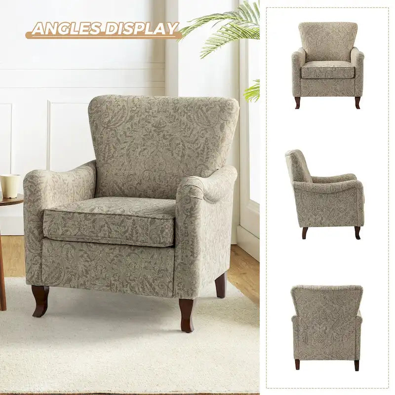 Fauteuils club rembourrés avec motif floral moderne, vendus par lot de deux.