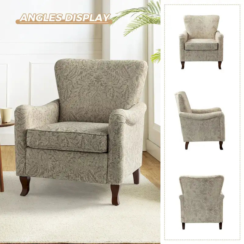Fauteuils club rembourrés avec motif floral moderne, vendus par lot de deux.