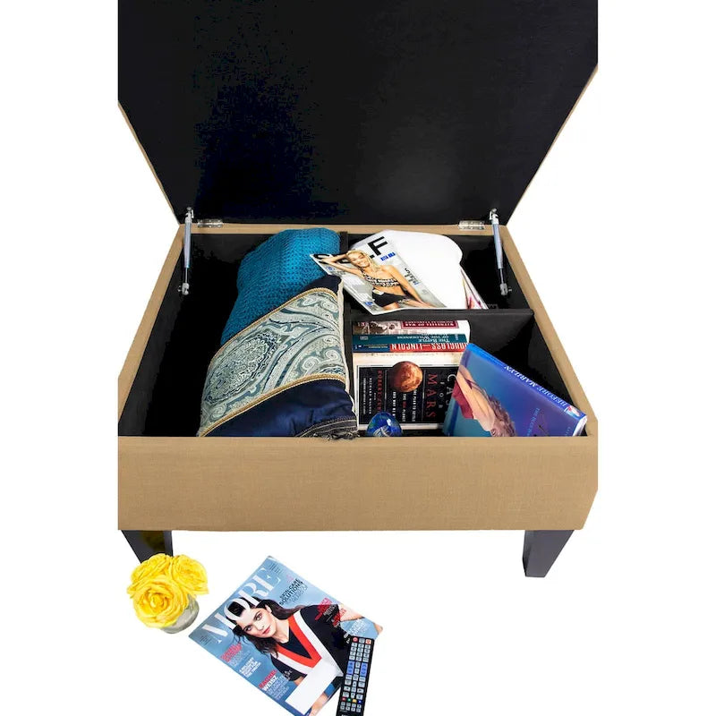 Table basse ottomane capitonnée avec rangement