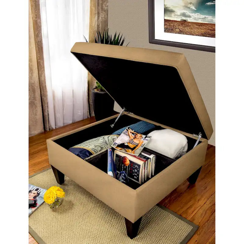 Table basse ottomane capitonnée avec rangement