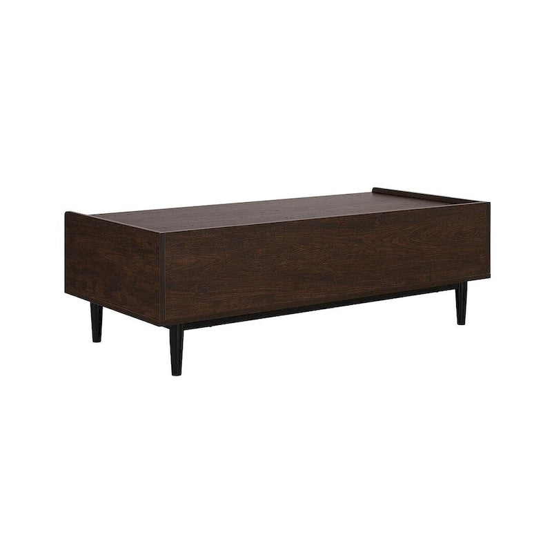 Table basse moderne nervurée avec tiroirs et étagères