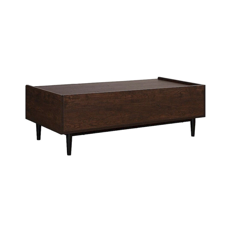 Table basse moderne nervurée avec tiroirs et étagères