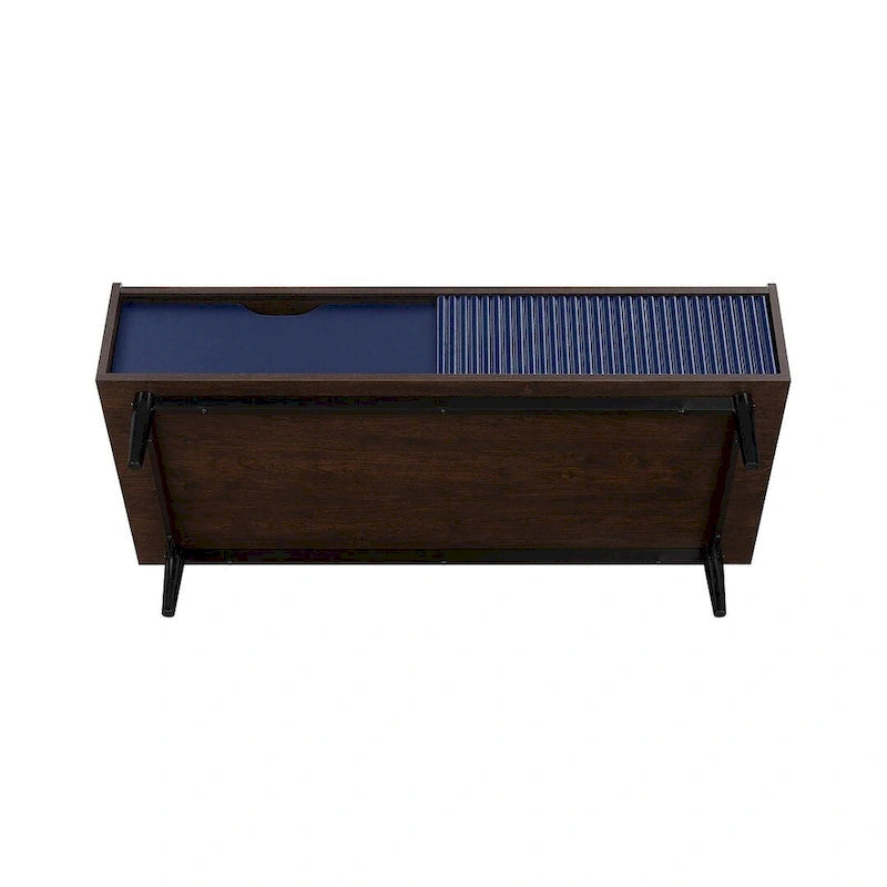 Table basse moderne nervurée avec tiroirs et étagères