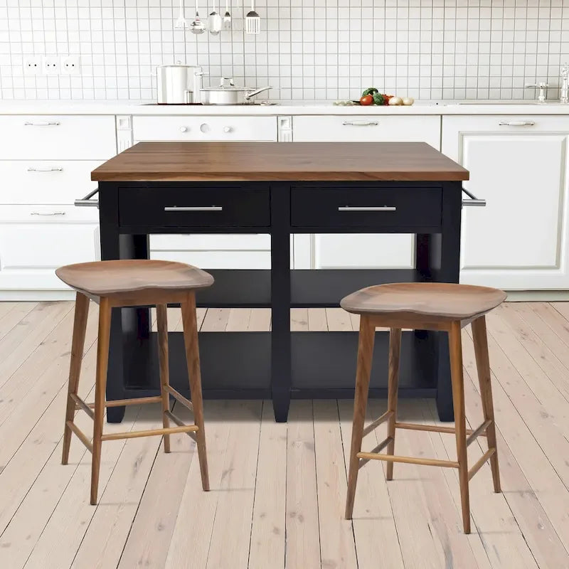 Tabouret de comptoir en acacia massif sans dossier - Tabouret de comptoir
