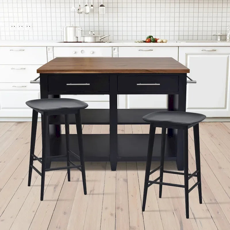Tabouret de comptoir en acacia massif sans dossier - Tabouret de comptoir