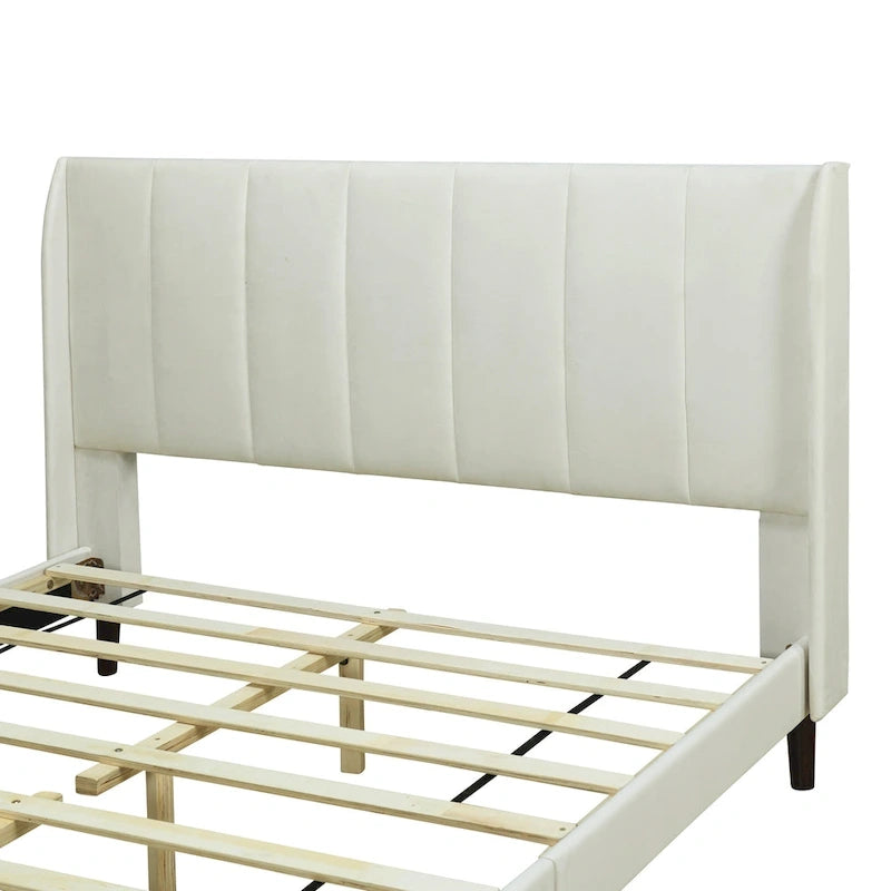 Lit plateforme rembourré, Velours