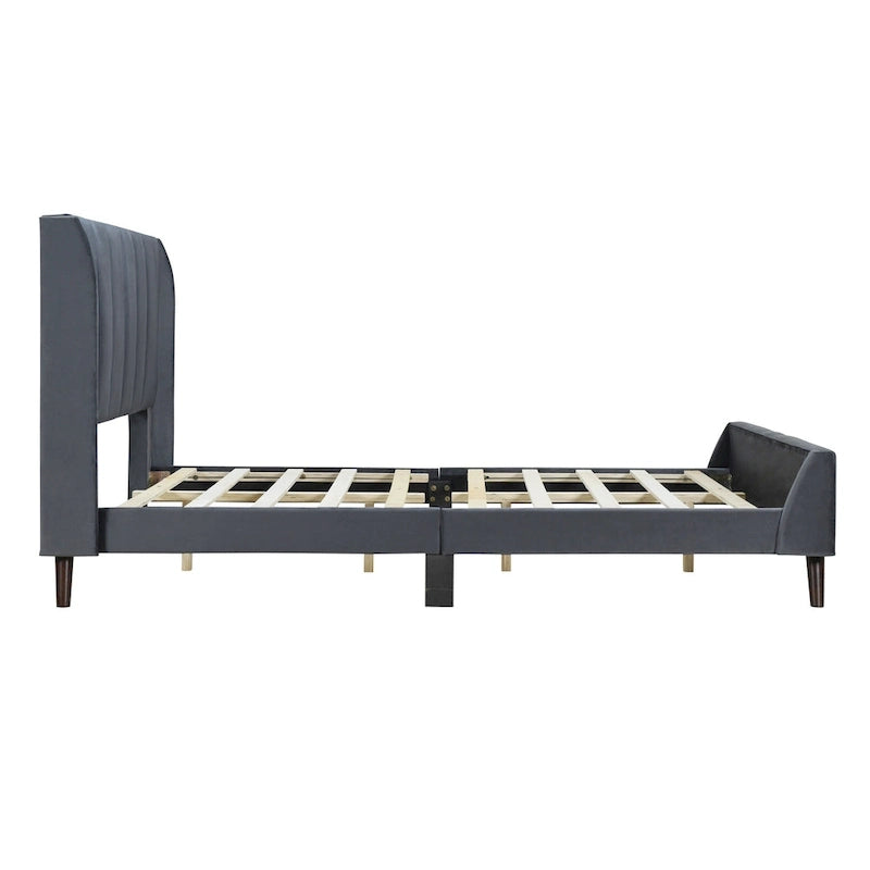 Lit plateforme rembourré, Velours