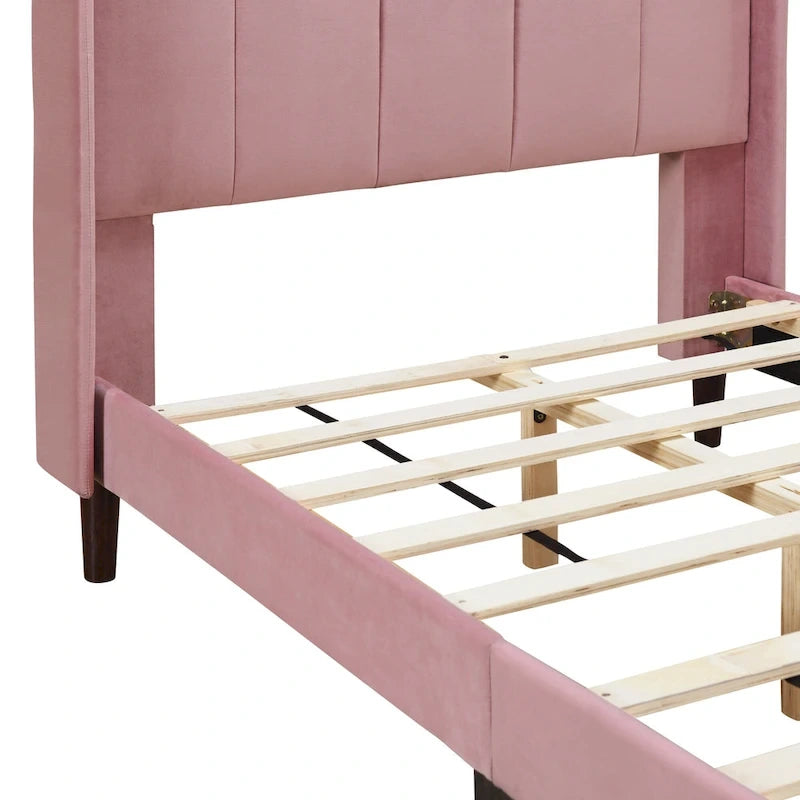 Lit plateforme rembourré, Velours