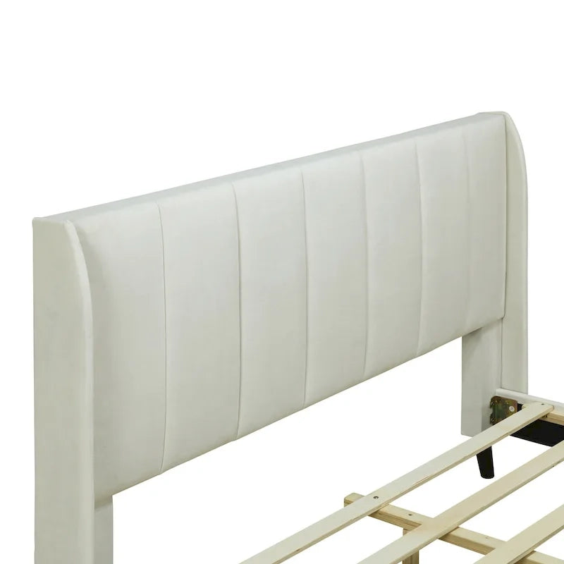 Lit plateforme rembourré, Velours