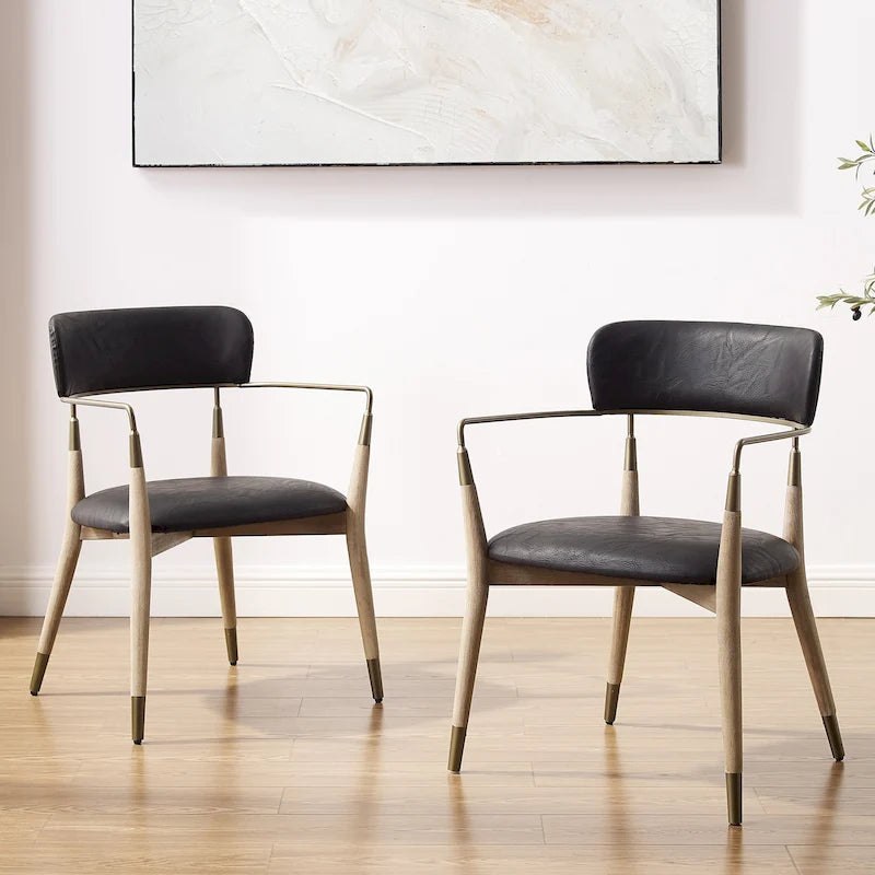 Chaise d'appoint de salle à manger en bois massif du milieu du siècle (lot de 2)