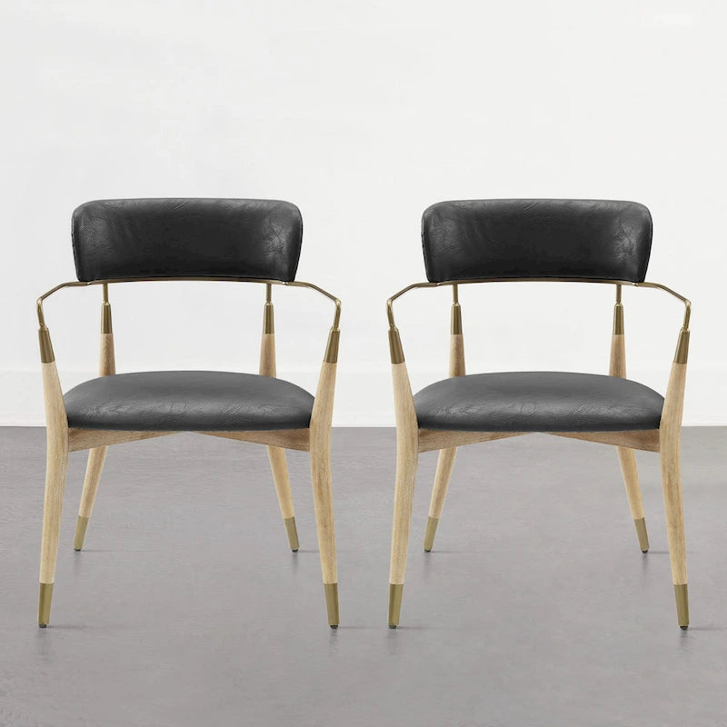 Chaise d'appoint de salle à manger en bois massif du milieu du siècle (lot de 2)
