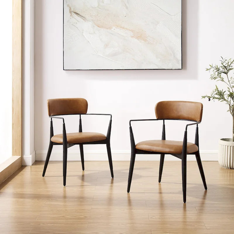 Chaise d'appoint de salle à manger en bois massif du milieu du siècle (lot de 2)