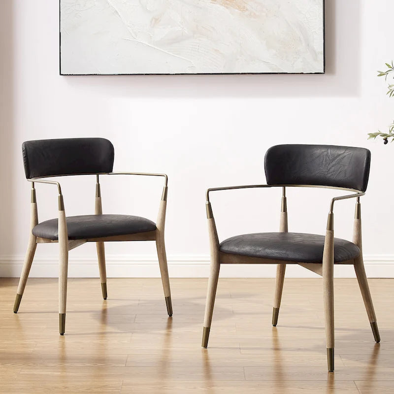 Chaise d'appoint de salle à manger en bois massif du milieu du siècle (lot de 2)