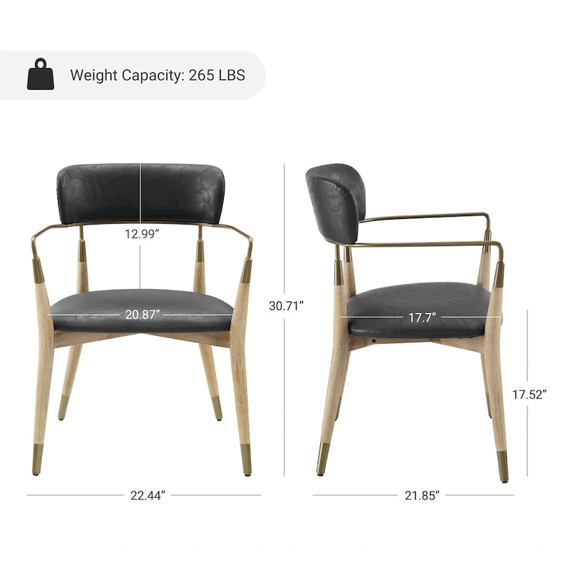Chaise d'appoint de salle à manger en bois massif du milieu du siècle (lot de 2)