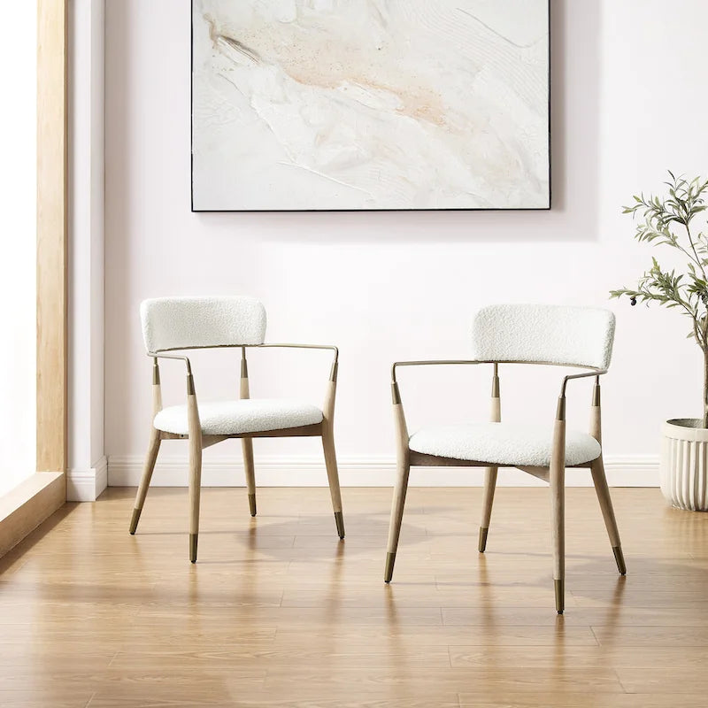 Chaise d'appoint de salle à manger en bois massif du milieu du siècle (lot de 2)