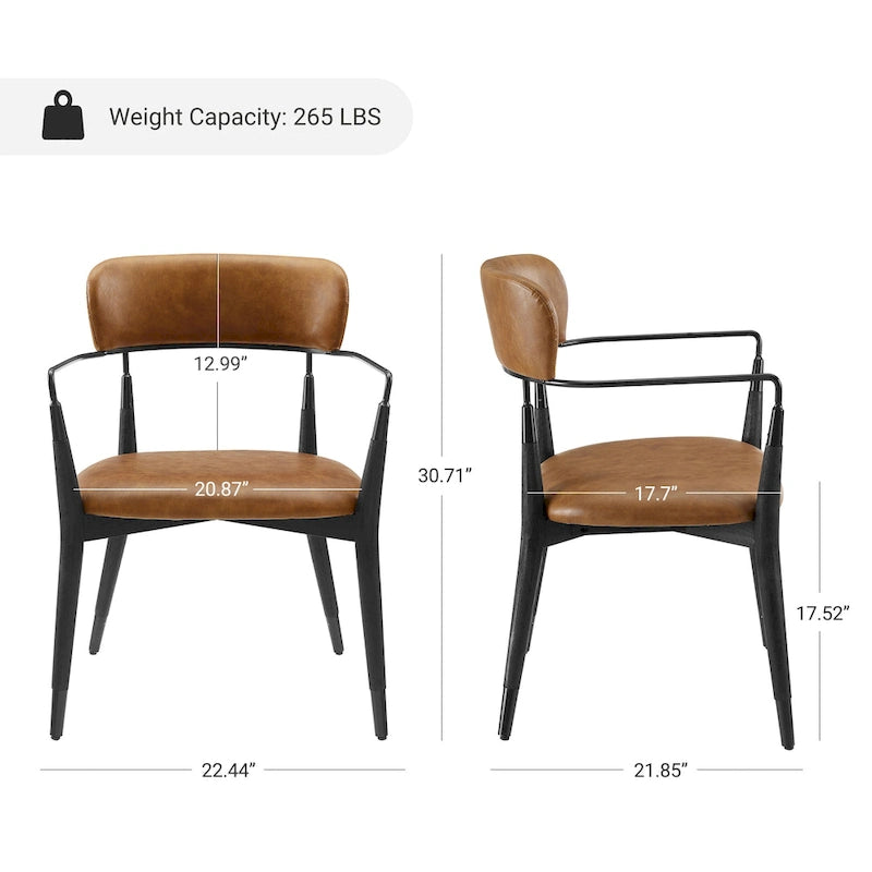 Chaise d'appoint de salle à manger en bois massif du milieu du siècle (lot de 2)