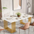 Table à manger moderne pour 6-8 personnes, table de cuisine blanche de 180 cm