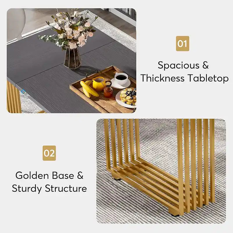 Table à manger moderne pour 6-8 personnes, table de cuisine blanche de 180 cm