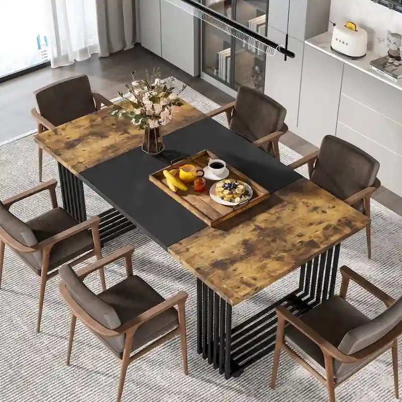 Table à manger moderne pour 6-8 personnes, table de cuisine blanche de 180 cm