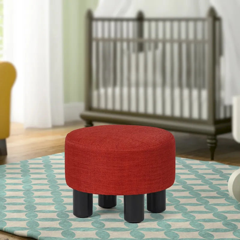 Pouf rond en velours, repose-pieds moderne rembourré