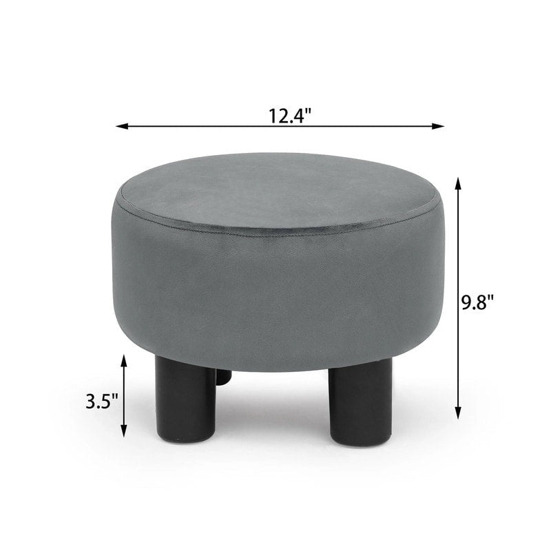 Pouf rond en velours, repose-pieds moderne rembourré