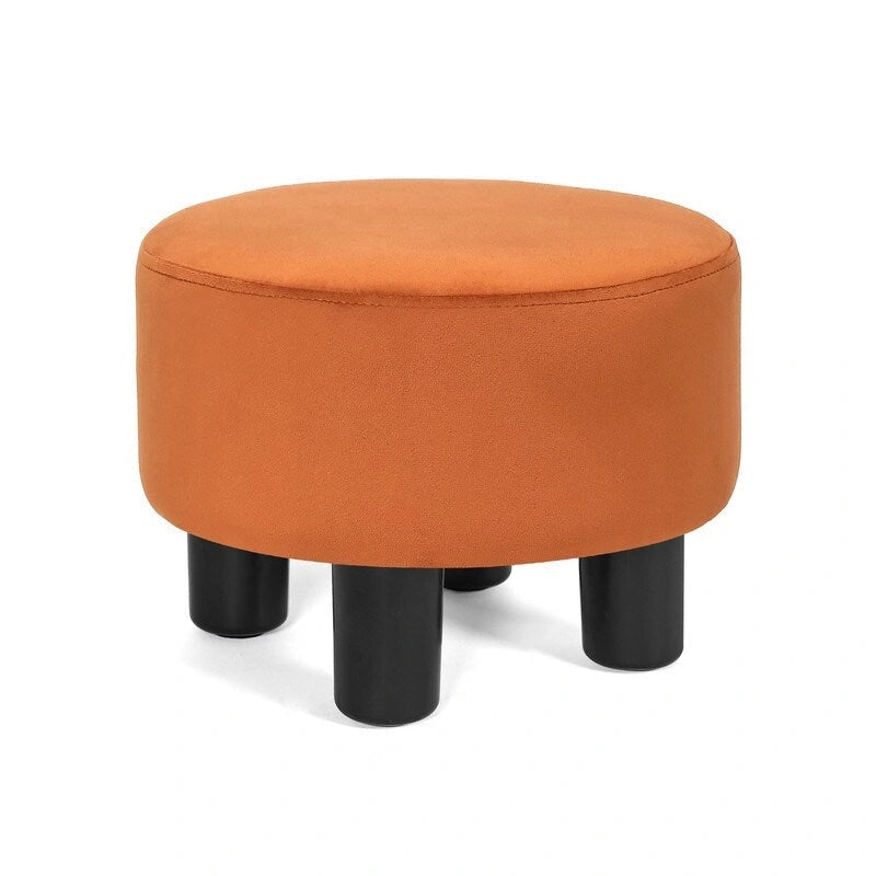 Pouf rond en velours, repose-pieds moderne rembourré