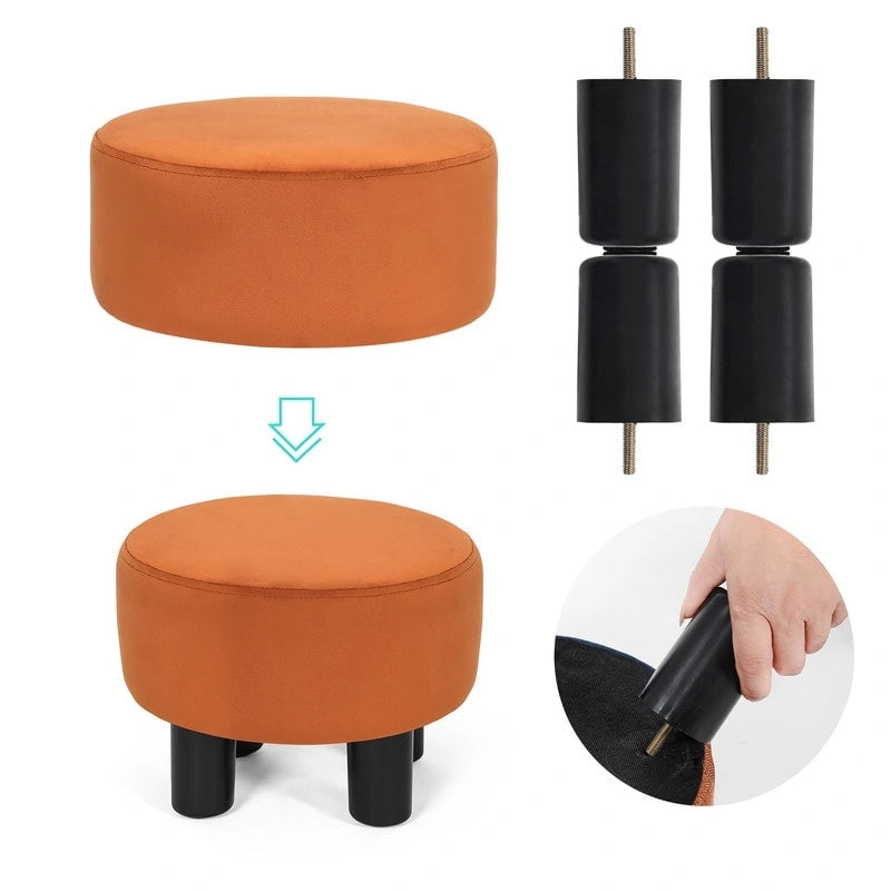 Pouf rond en velours, repose-pieds moderne rembourré