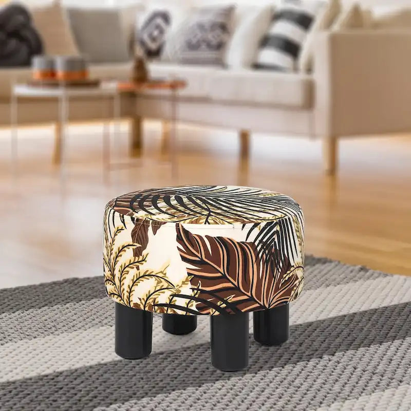Pouf rond en velours, repose-pieds moderne rembourré