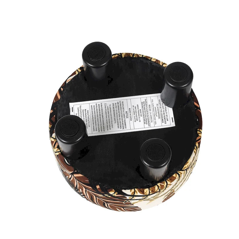 Pouf rond en velours, repose-pieds moderne rembourré