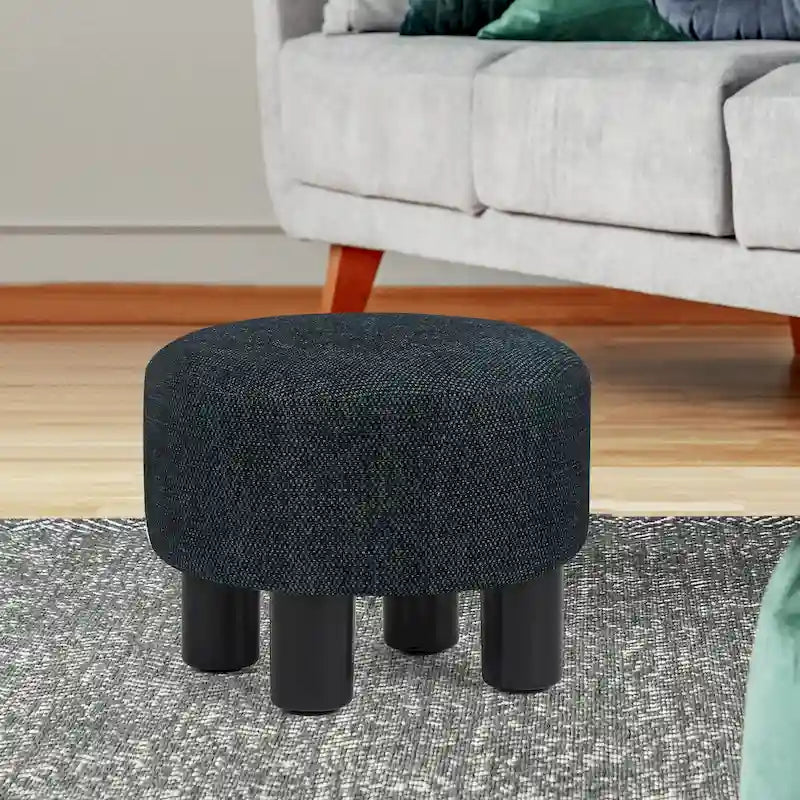 Pouf rond en velours, repose-pieds moderne rembourré