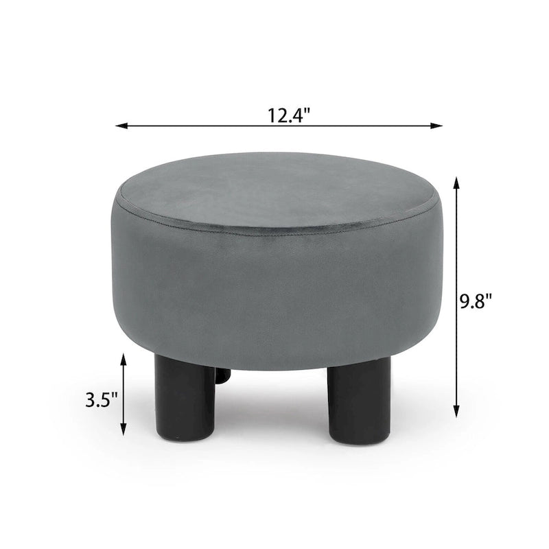 Pouf rond en velours, repose-pieds moderne rembourré