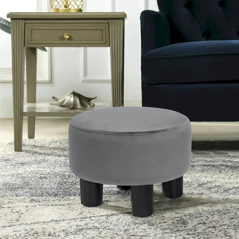 Pouf rond en velours, repose-pieds moderne rembourré