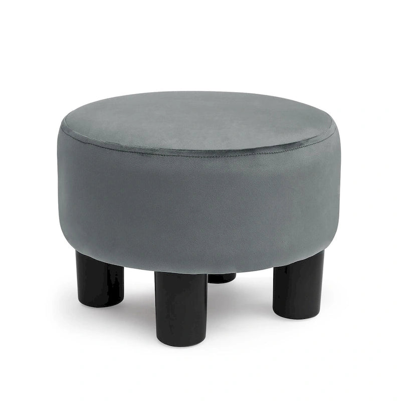Pouf rond en velours, repose-pieds moderne rembourré