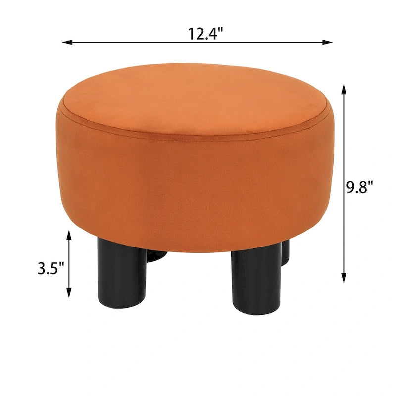 Pouf rond en velours, repose-pieds moderne rembourré