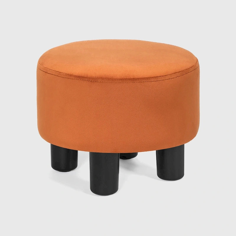 Pouf rond en velours, repose-pieds moderne rembourré